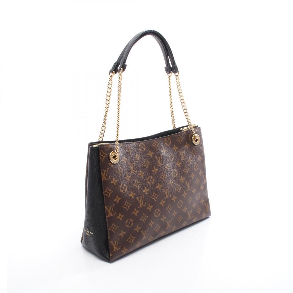 Louis Vuitton Canvas Bag Shoulder Surenne Monogram Noir Brown Black Leather